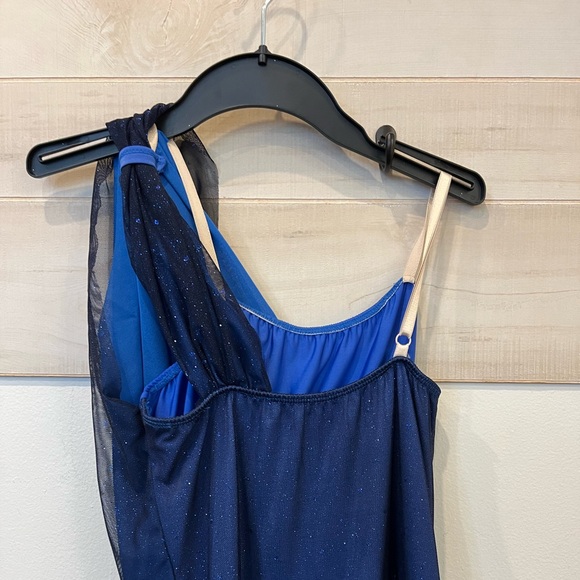 Dansco lyrical costume, navy blue, one shoulder, size large adult - Picture 5 of 10